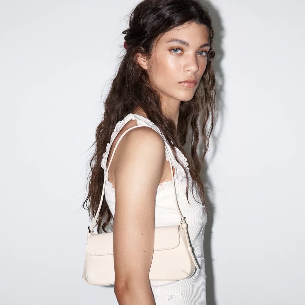 Zara Flap Shoulder Bag - Cream/White - Like New!